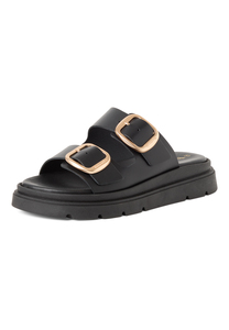 Tamaris Damen Leder Pantolette 1-27239-42-003 Frauen Schuhe Keilabsatz Schwarz