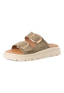 Tamaris Damen Leder Pantolette 1-27239-42-712 Frauen Schuhe Keilabsatz Gr�n