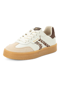 Tamaris Damen Leder Sneaker 1-23733-46-412 Frauen Schuhe Low Top Beige/Leopard