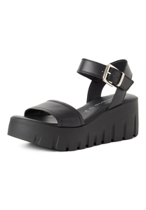 Tamaris Damen Leder Sandalette 1-28712-42-003 Frauen Schuhe Keilabsatz Schwarz