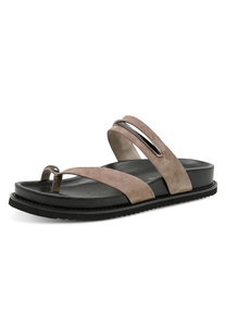 Tamaris Leder Pantolette Damen 1-27415-46-341 Frauen Schuhe Footbed Beige