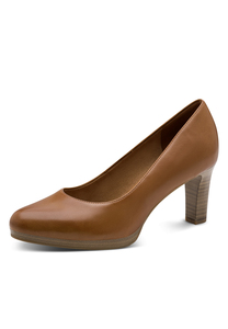 Tamaris klassische Leder Pumps 1-22433-41-440 Damen Schuhe Blockabsatz braun