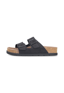 Rieker Damen Pantoletten V3190-01 Fu�bettpantolette Frauen Leder Schwarz 
