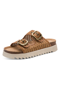 Tamaris Damen Pantolette 1-27516-46-305 Frauen Schuhe Plateau Vegan Braun