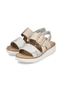 Rieker Damen Keilsandaletten Sandalen Ultraleicht 69260-60 Beige