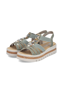 Rieker Damen Keilsandaletten Sandalen Ultraleicht V4949-52 Green