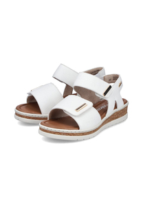 Rieker Damen Riemchensandalen V4181-80 Frauen Sandale Keilabsatz Wei�