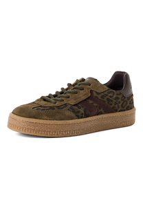 Tamaris Damen Leder Sneaker 1-23723-44-792 Low Top Frauen Schuh Olive Leopard