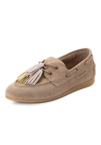 Tamaris Damen Leder Moccassin 1-23610-46-344 Frauen Schuhe Slipper Braun