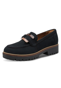 Tamaris Damen Leder Slipper 1-24722-43-805 Frauen Loafer Schuhe Dunkelblau