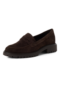 Tamaris Damen Lederslipper 1-24300-45-304 Frauen Loafer Halbschuh Dunkelbraun