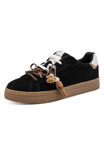 Tamaris Damen Leder Sneaker 1-23708-47-001 Frauen Low Top Schn�rschuh schwarz 