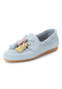 Tamaris Damen Leder Moccassin 1-23610-46-895  Frauen Schuhe Slipper Hellblau