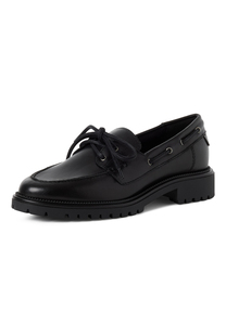 Tamaris Damen Leder Moccassin 1-23701-47-003 Slipper Loafer Schwarz