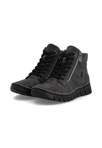 Rieker Damen 57502 45 Schn�rstiefel Keilabsatz Grau