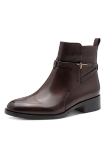 Tamaris Damen Leder Stiefelette 1-25321-43-342 Frauen Boot Flat Dunkelbraun