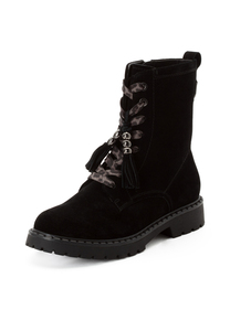 Tamaris Damen Leder Stiefelette 1-25284-47-001 Frauen Schn�rstiefel schwarz