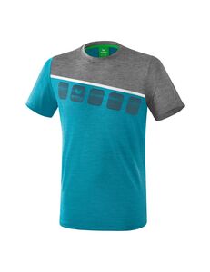Erima 5-C T-Shirt Function - oriental blue mel./grey mel./white