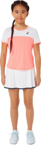 Asics Girls Tennis Ss Top - guava/brilliant white