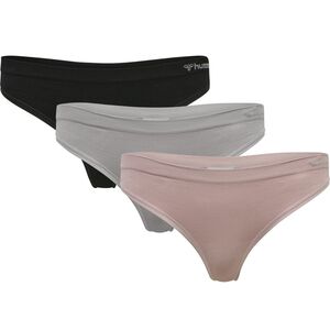 Hummel Hmljuno 3-Pack Seamless Thong - ash rose/black/paloma