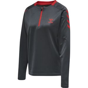 Hummel Hmlaction Poly Half Zip Sweat Woman - ebony/flame scarlet
