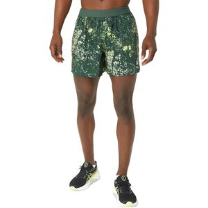 Asics All Over Print 5In Short - rain forest/glow yellow