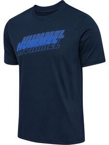 Hummel Hmlgraphic Triple Logo Cotton Tee - dress blues