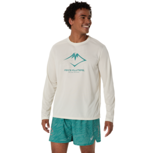 Asics Fujitrail Logo Ls Top - birch/white sage/ rainy lake