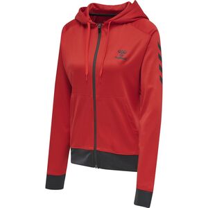 Hummel hmlACTION POLY ZIP HOODIE WOMAN - flame scarlet/ebony