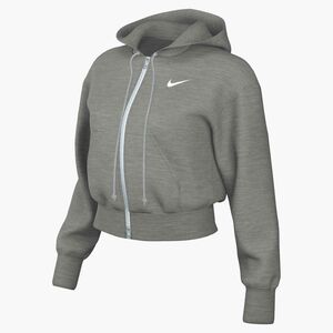 Nike W Nsw Phnx Flc Crop Fz Hdy - dk grey heather/sail