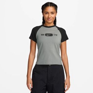 Nike W Nsw Nk Chll Knt Tee Rgln - lt smoke grey/black