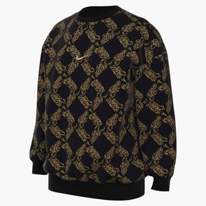 Nike G Nsw Clb Flc Os Crew Aop Shne - black/metallic gold