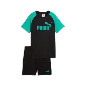 Puma ESS No.1 Logo Poly Tee and Shorts Set B - PUMA Black-Vibrant Green