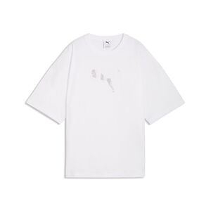 Puma ESS GRAPHICS LEO LUXE Bedazzled Oversized Tee - PUMA White
