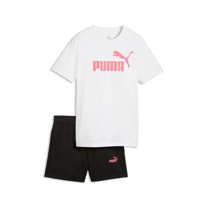 Puma ESS No.1 Logo Tee and Shorts Set G - PUMA White-Wild pink