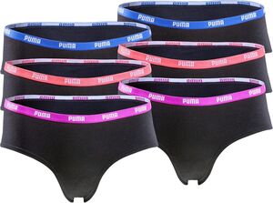 Puma Damen Unterhosen 6er Pack Slips, Hipster, Mini-Short, String Black Statement Edition