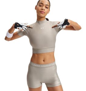Under Armour Heatgear Crop Mock Ss - timberwolf taupe