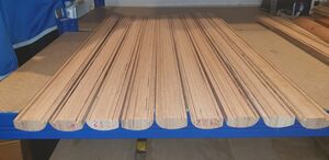 9x Furnierschichtholz Wei�buche Stab Stabverleimte abgerundete St�be 620-680x40x15mm H�lzer Tr�ger Leisten Latten Hainbuche