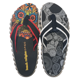 Beach Religion Skulls Zehentrenner Badeschuhe Badelatschen schwarz/rot/bunt + schwarz/wei� 