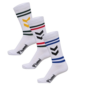 Hummel 3er Pack Socks Chevron High Retro Sportsocken Socken Handballsocken wei/bunt 225373-9020
