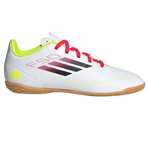 Adidas F50 Club JR IN Indoor Fuballschuhe Hallenschuhe wei/schwarz/rot/gelb IE3735 