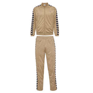 Hummel Archive Regular Poly Tracksuit AOP Trainingsanzug Jogginganzug Jacke + Hose beige/gold/blau 227579-8173 227580-8173