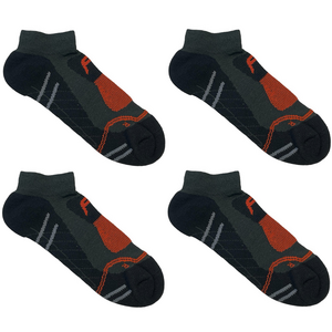 4 Paar F-Lite MTB Mountainbike Short CoolMax Socken Fahrradsocken Funktionssocken Sneakersocken kurz grau/schwarz/rot 24-4513-7-0192