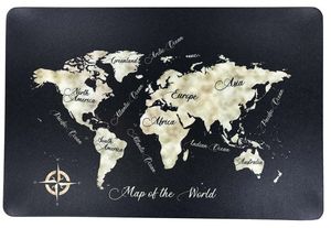 Schreibtischunterlage Map of the World schwarz Landkarte Kontinente Weltkarte 40 x 60 cm abwischbar 