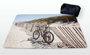 Schreibtischunterlagen Set Fahrrad am Strand 40 x 60 cm mit schwarzem Stiftemppchen 
