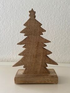 Aufsteller Tannenbaum / Weihnachtsbaum / Baum aus Mango Holz braun ca. 20 cm Deko Weihnachten Advent 