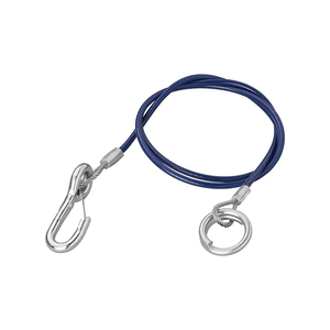 Abrei�seil blau 1M HD Stahldraht mit Karabinerhaken und Befestigungsring