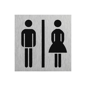 Aluminium T�rschild Bild Frau / Mann 60x60mm