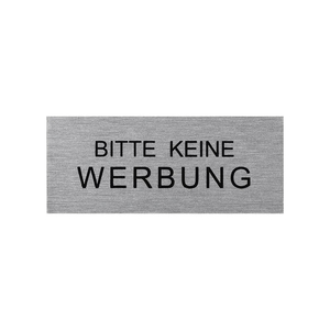 Aluminium T�rschild Bitte keine Werbung 60x25mm