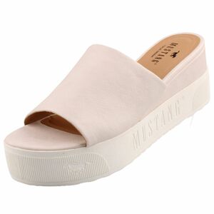 Mustang Damen Plateau-Pantoletten Beige/Ivory